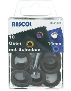 Box of 10 eyelets 14 mm with setting tool Rascol - Black