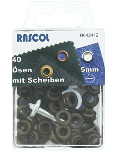 Box of 40 eyelets 5 mm with Rascol setting tool - Antique brass