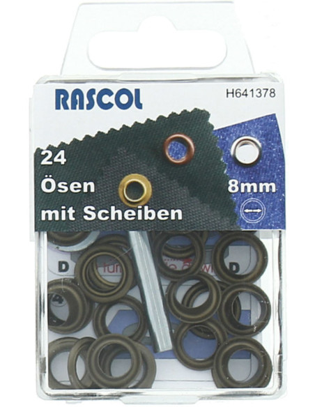 Box of 24 eyelets 8 mm with Rascol setting tool - Antique brass