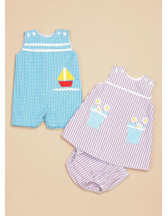 Overall, dress, and diaper cover pattern for babies - Butterick 6905