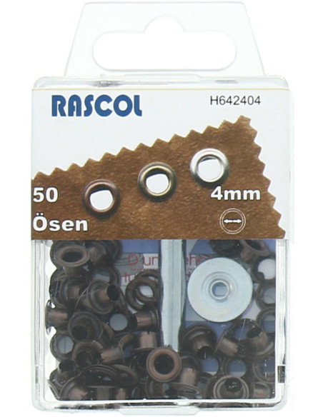 Box of 50 eyelets 4 mm with Rascol setting tool - Copper