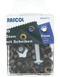 Box of 40 eyelets 5 mm with Rascol setting tool - Copper