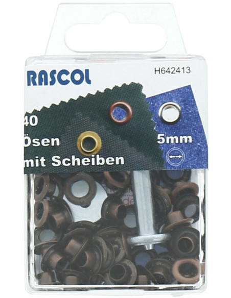 Box of 40 eyelets 5 mm with Rascol setting tool - Copper