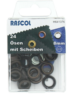 Box of 24 eyelets 8 mm with Rascol setting tool - Copper