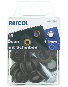 Box of 15 eyelets 11 mm with Rascol setting tool - Copper