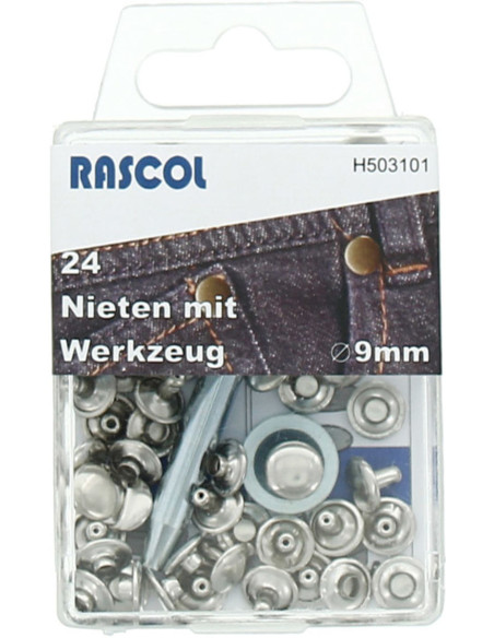 Box of 24 9 mm rivets with tool - Silver