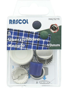 Box of 5 buttons to cover with Rascol tool - 19 mm
