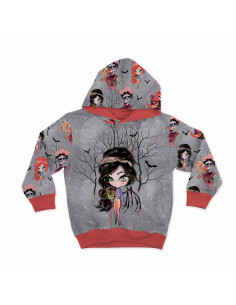 Sweat fabric - Halloween fairies on a gray background 2