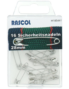 Box of 16 Rascol safety pins - Silver 28 mm