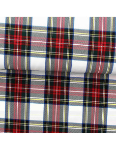 Scottish tartan fabric - Red, green, yellow, and beige