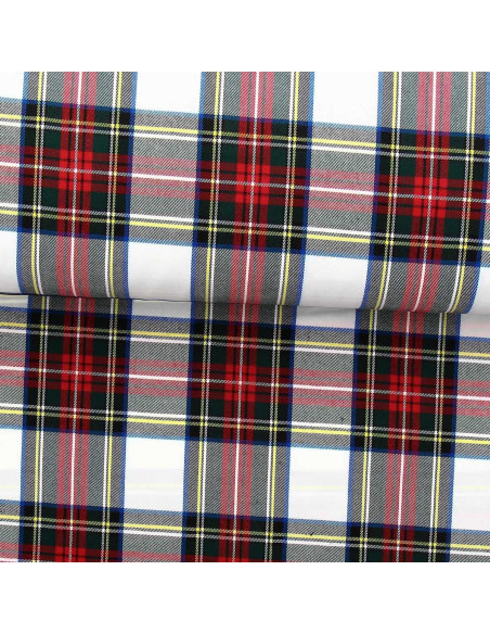 Scottish tartan fabric - Red, green, yellow, and beige