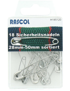 Box of 18 Rascol safety pins - Silver assortment