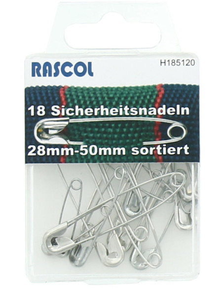 Box of 18 Rascol safety pins - Silver assortment