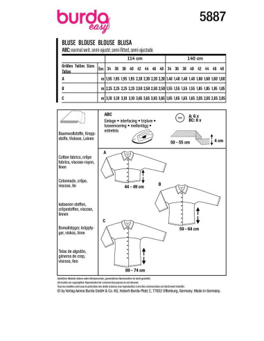 Blouse pattern - Burda 5887