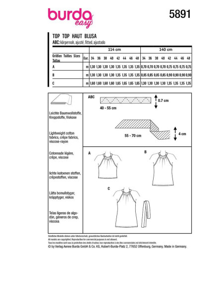 High top pattern - Burda 5891