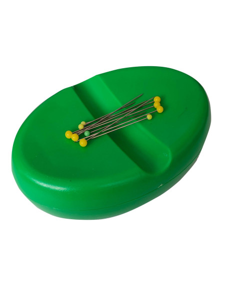 Magnetic pin cushion for needles and pins