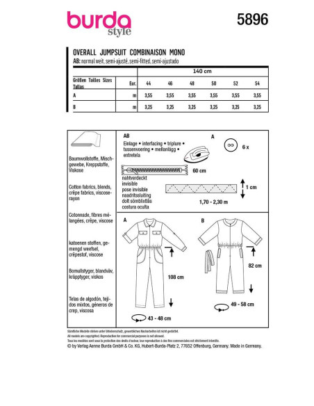 Jumpsuit pattern - Burda 5896