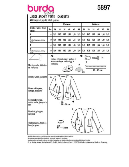 Jacket pattern - Burda 5897