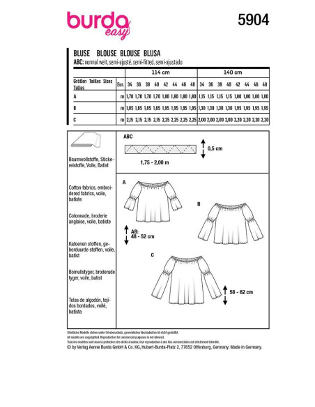 Blouse pattern - Burda 5904