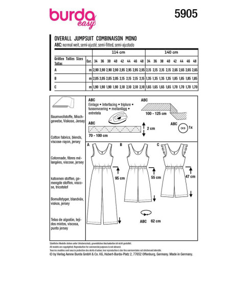Pattern for jumpsuit - Burda 5905