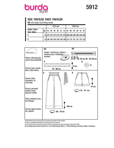 Pants pattern - Burda 5912
