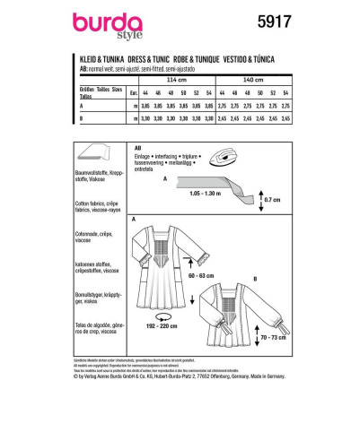 Dress and Tunic Pattern - Burda 5917