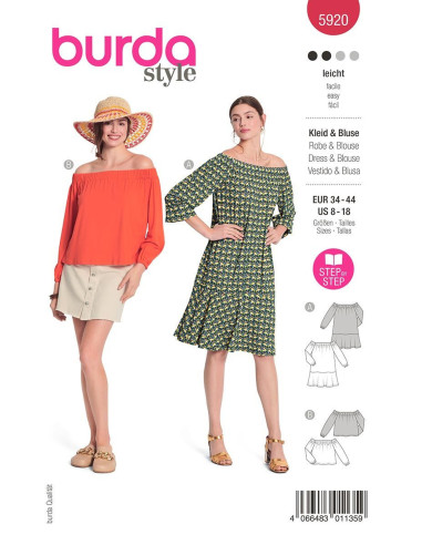 Dress and blouse pattern - Burda 5920