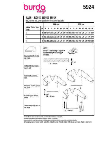 Blouse Pattern - Burda 5924