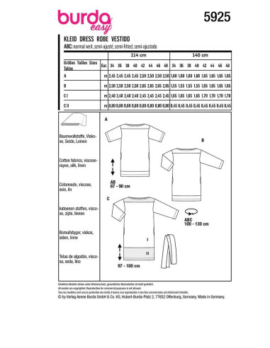 Dress pattern - Burda 5925