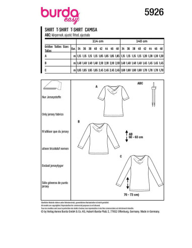 T-shirt Pattern - Burda 5926
