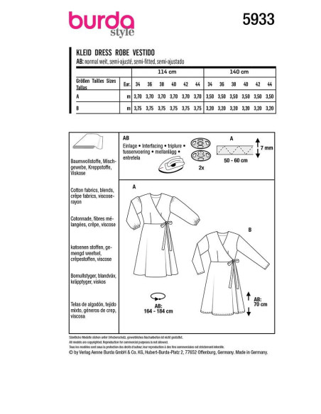 Dress pattern - Burda 5933