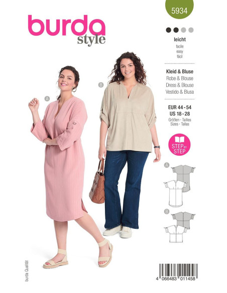 Dress and blouse pattern - Burda 5934
