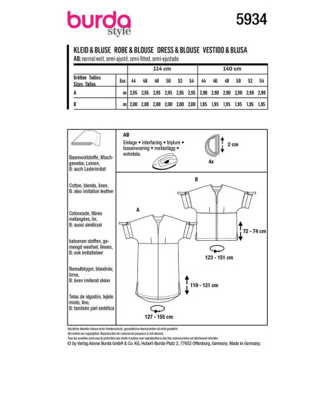 Dress and blouse pattern - Burda 5934