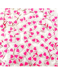 Set of 8 woven labels - Pink heart 2