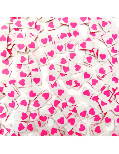 Set of 8 woven labels - Pink heart