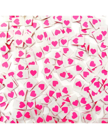 Set of 8 woven labels - Pink heart