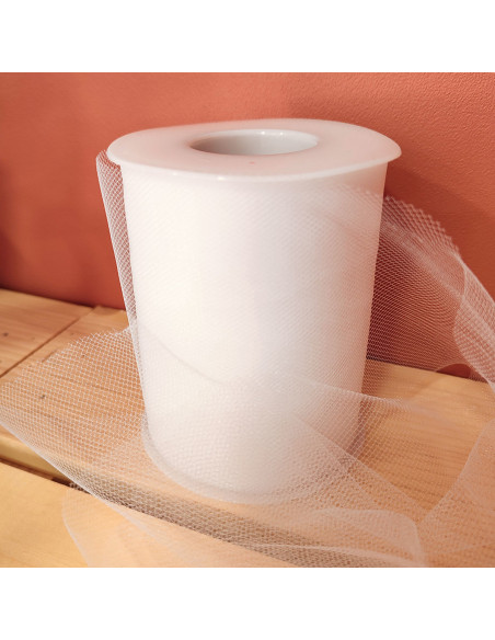 Tulle ribbon - White - 40-meter roll