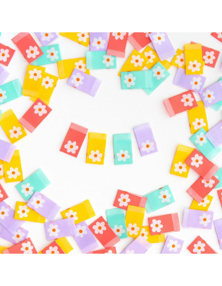 Set of 8 woven labels - Daisies