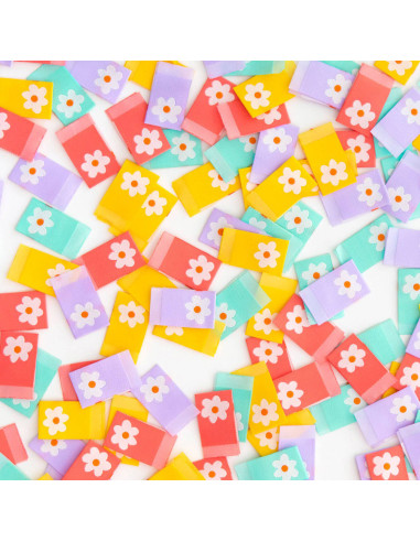 Set of 8 woven labels - Daisies