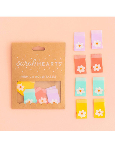 Set of 8 woven labels - Daisies