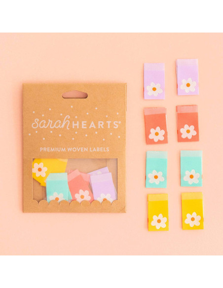Set of 8 woven labels - Daisies