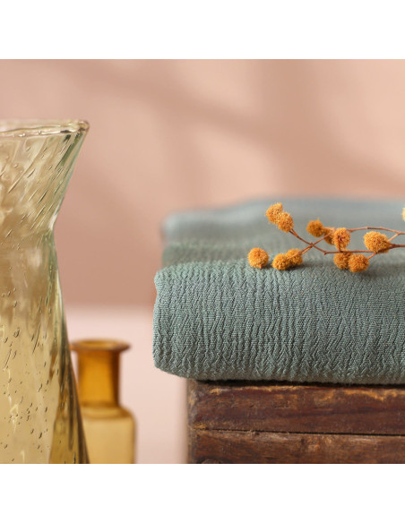 Moroccan crepe fabric in laurel viscose - La Maison Naïve