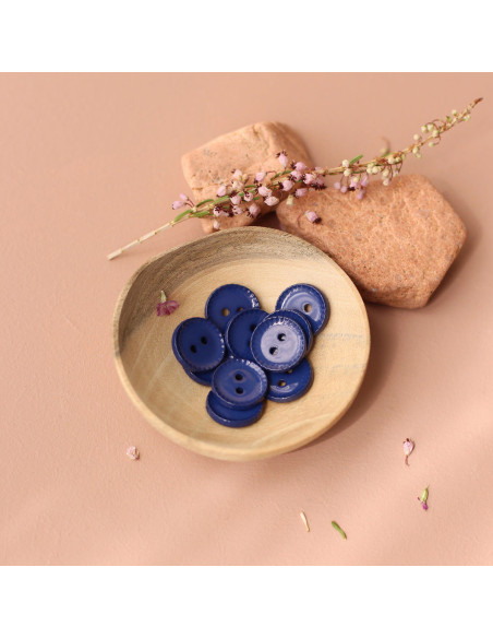 12 mm flanged button - Indigo