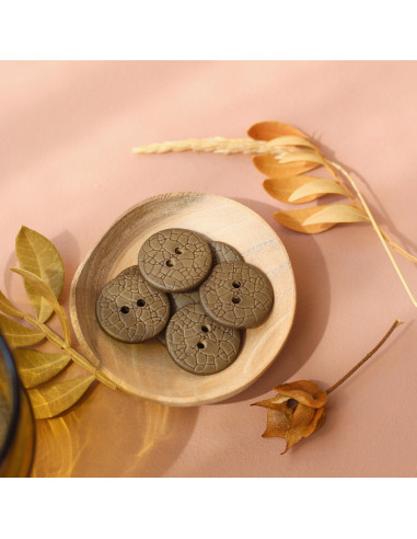 18 mm two-hole cracked button - Olive