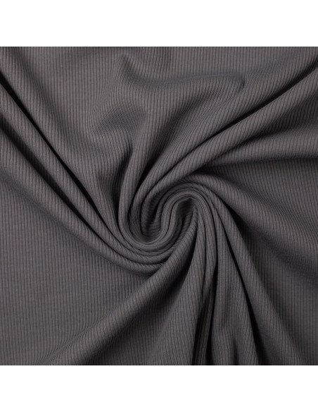 Fine ribbed cotton jersey fabric - Dark gray