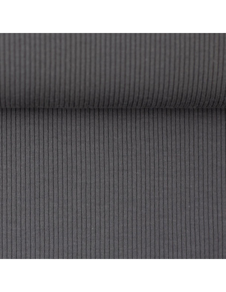 Fine ribbed cotton jersey fabric - Dark gray