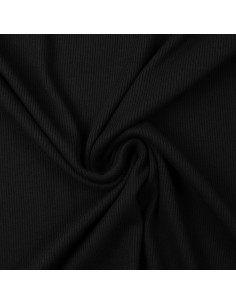 Fine ribbed cotton jersey fabric - Black