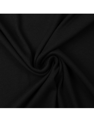 Fine ribbed cotton jersey fabric - Black