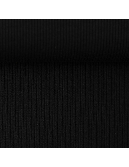 Fine ribbed cotton jersey fabric - Black