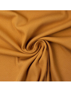 Fine ribbed cotton jersey fabric - Ochre yellow